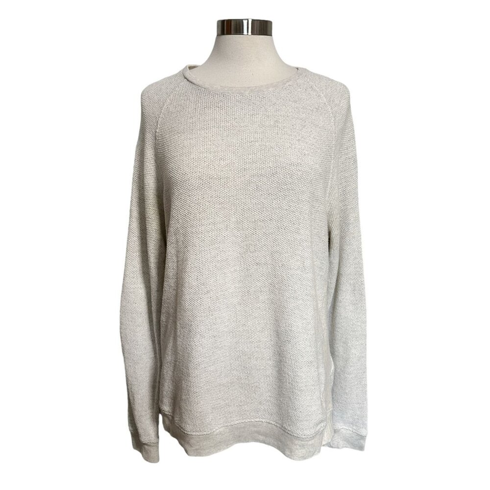Norse Projects Mens LARGE Ketel Textured Cotton Blend Light Gray Crew Pullover